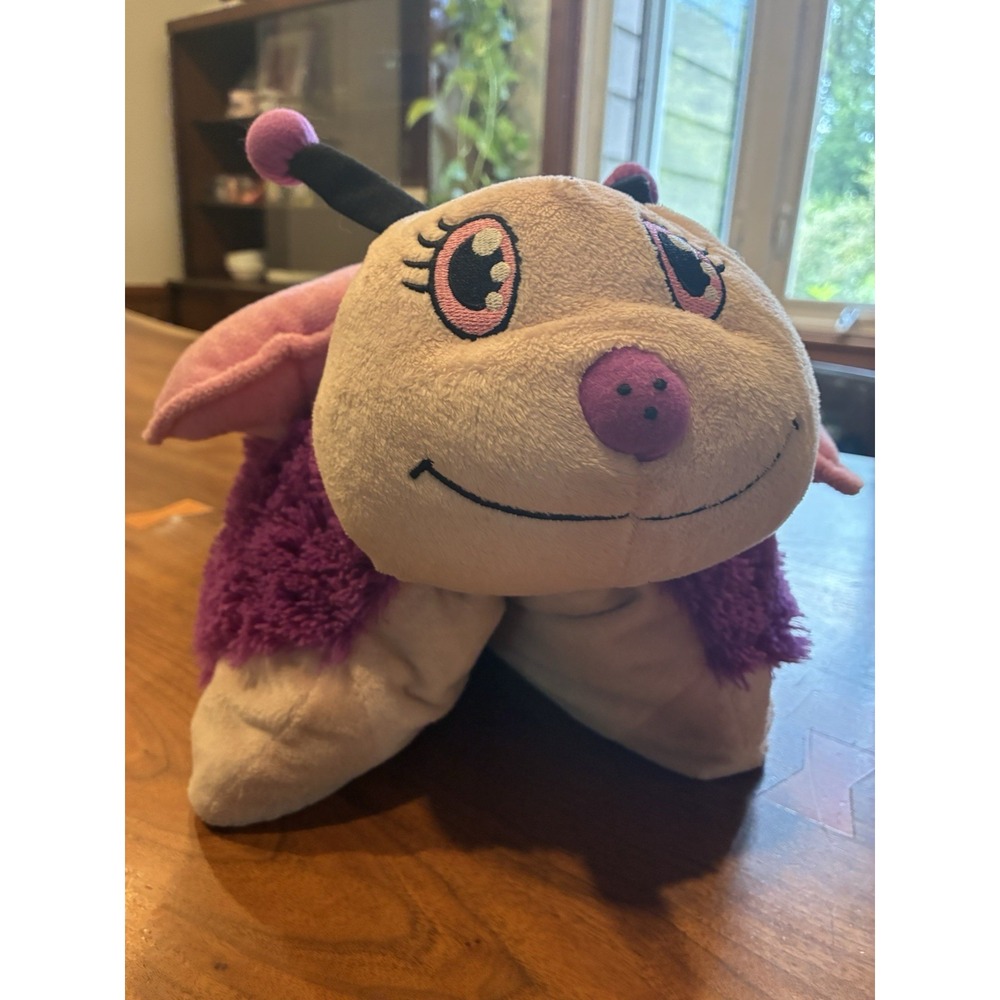 Pillow Pets Butterfly 2009‎ Plush Large 18" Soft Pink & Purple Pillow ~Folds Up